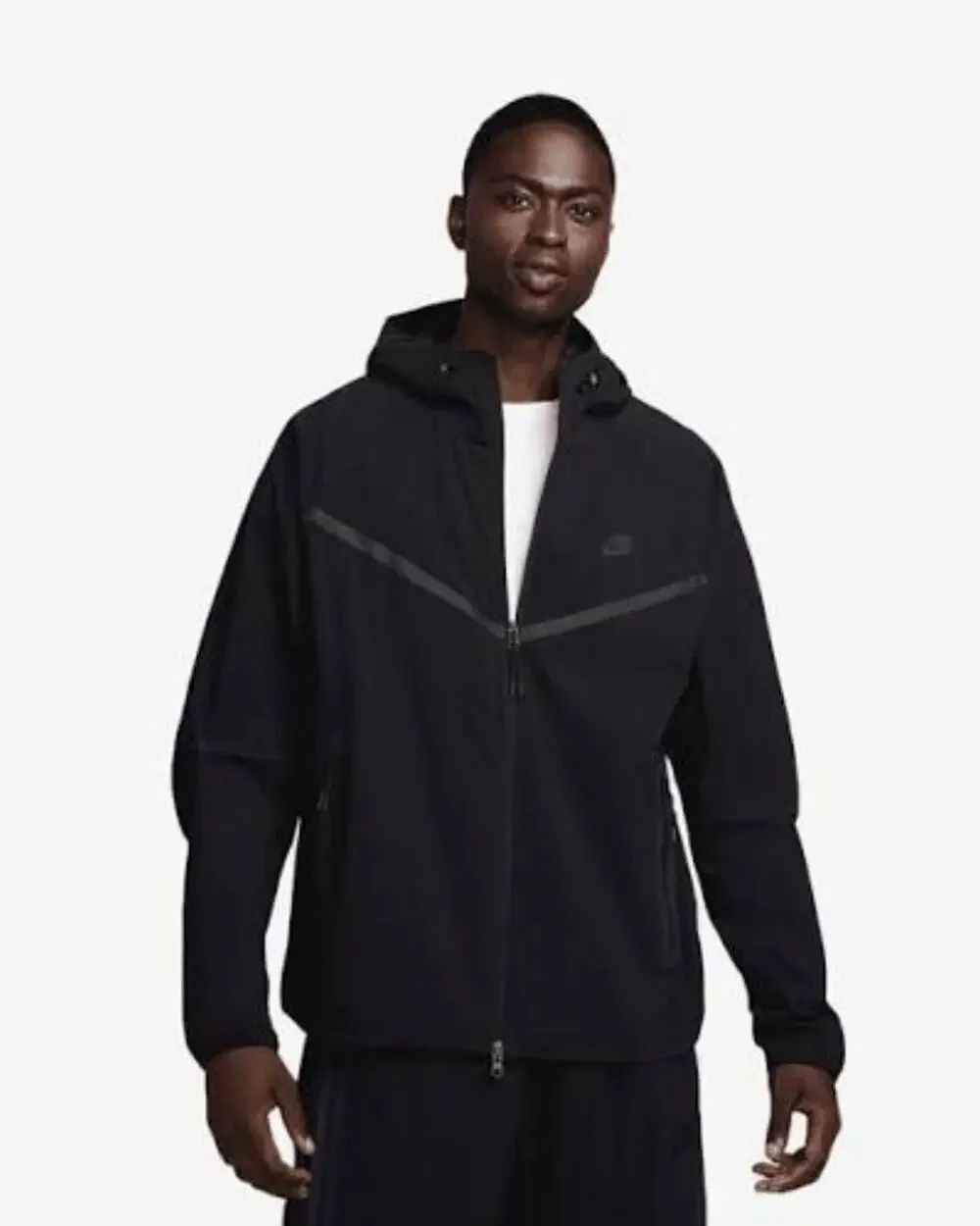 Nike Tech Woven Windrunner Hoodie Mens Large Black HM7151-010 NWT